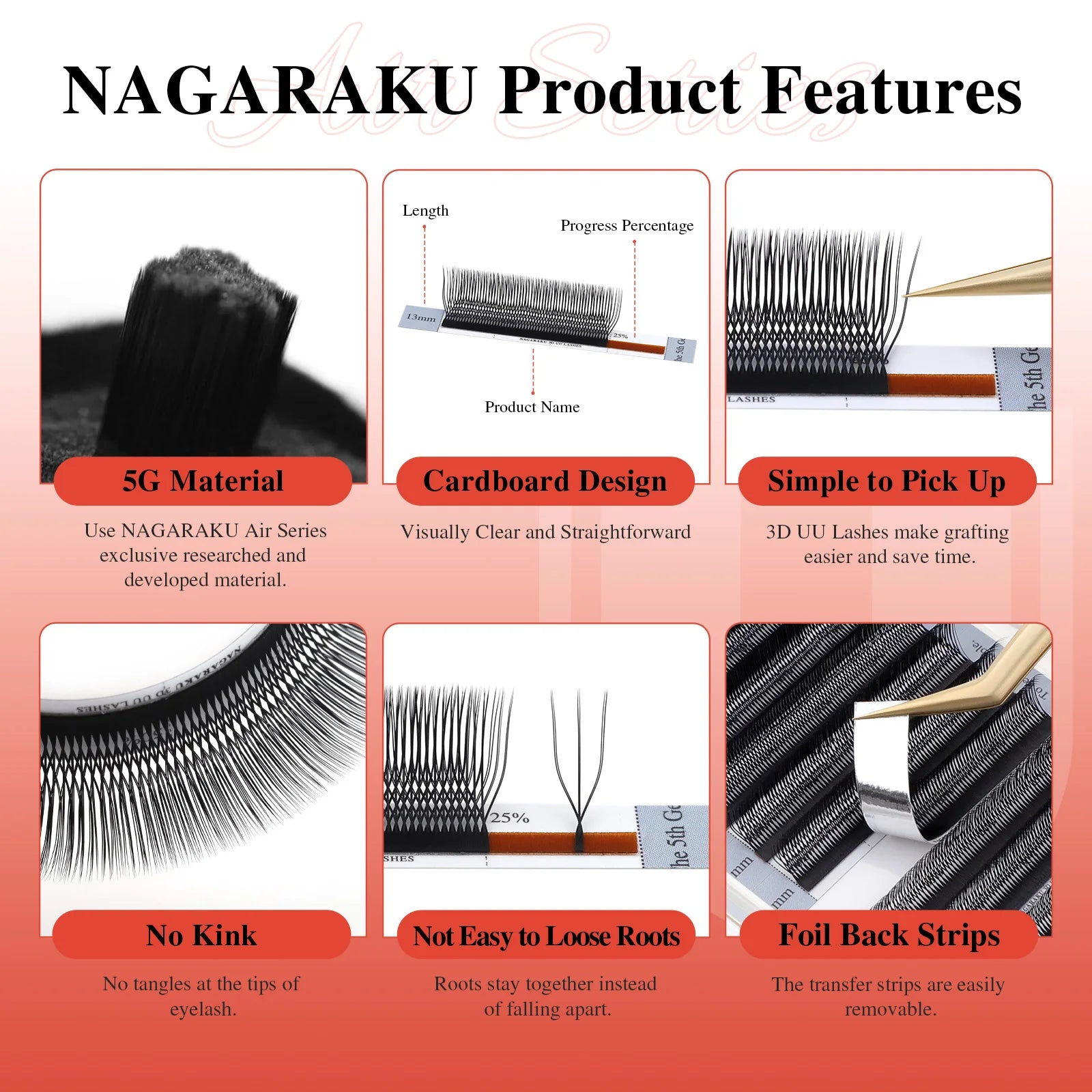 NAGARAKU 2D 3D UU Lashes U Shape Eyelash Premium Soft YY Eyelashes Extension Makeup Mesh Net Cross Volume Eyelash