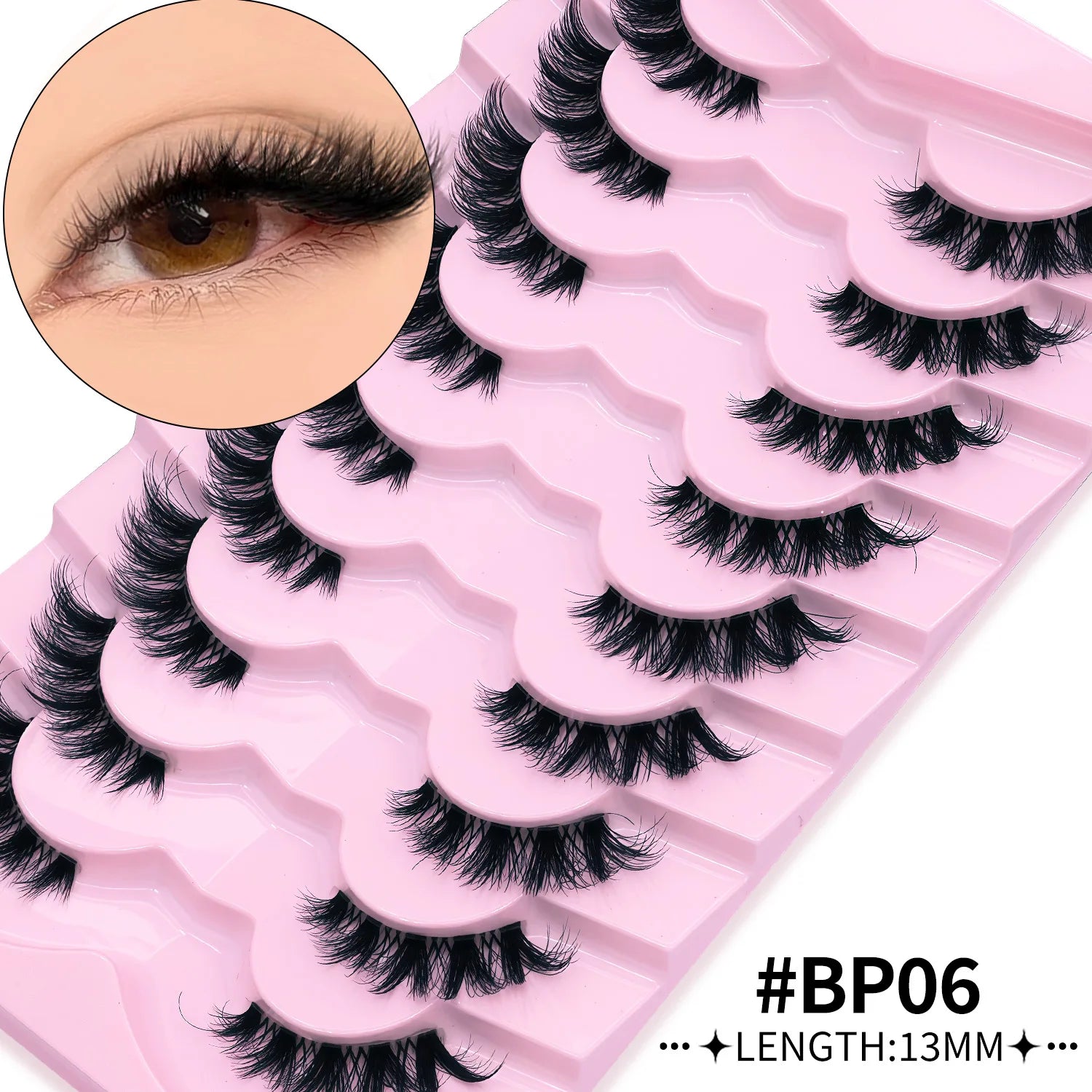 GROINNEYA Half Lashes Natural Fake Lashes Wispy Cat Eye Lashes Clear Band Accent Short False Eyelashes Make up