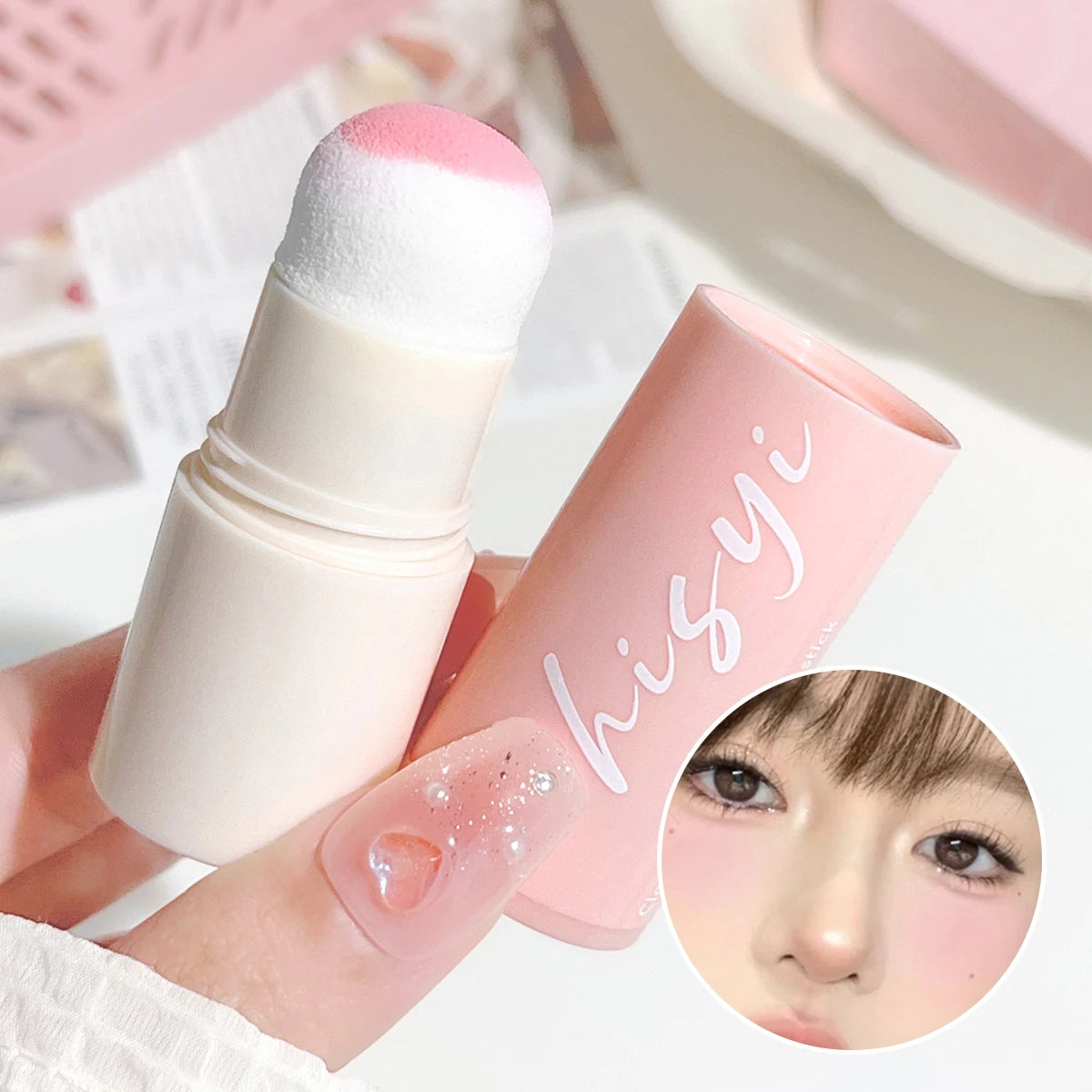 HISYI Yunrou Soft Fog Blush Stick - Energetic and Bouncy, Korean Style, Brightening, Dual-Use for Lips and Cheeks