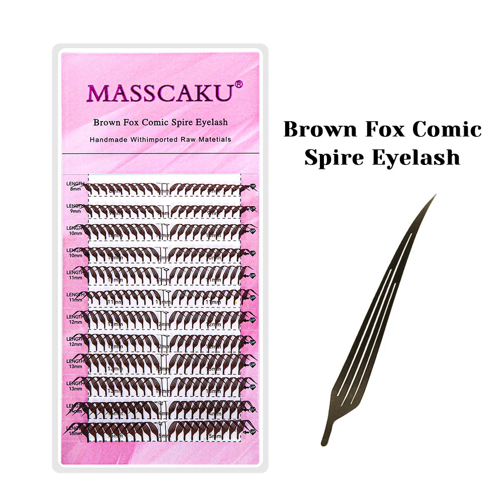 MASSCAKU 0.05mm Thickness Synthetic Mink Manga Anime Comic Spire Lashes 8-15mm Mix Length Feather Shape False Eyelash Bundles