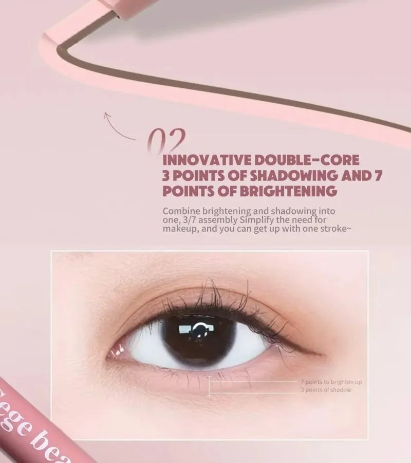 Brightening Aegyo Sal Pencil Waterproof Natural Dual-Color Lying Silkworm Under-Eye Highlighter Shadow Pen Contour Eye Makeup