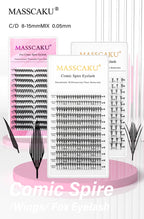 MASSCAKU 0.05mm Thickness Synthetic Mink Manga Anime Comic Spire Lashes 8-15mm Mix Length Feather Shape False Eyelash Bundles