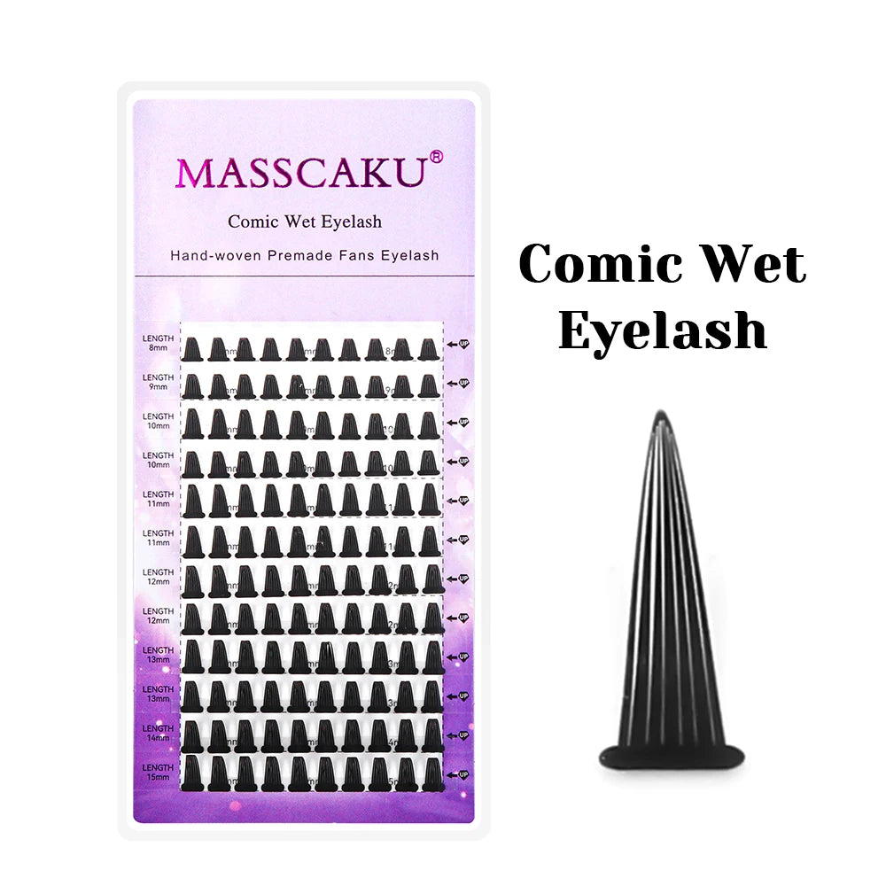 MASSCAKU 0.05mm Thickness Synthetic Mink Manga Anime Comic Spire Lashes 8-15mm Mix Length Feather Shape False Eyelash Bundles