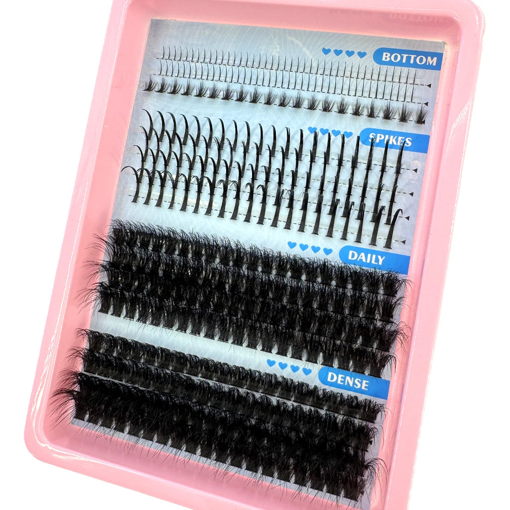 60-150D Cluster Eyelash Extensions with Lash Spikes Lash Clusters Wispy Eyelashes Clusters Fluffier Individual Lashes Clusters