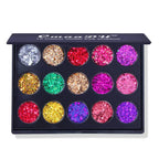 CmaaDu 15 Colors Gold Scallion Powder Diamond Glitter Eyeshadow Tray Shimmering Dazzling Universal Waterproof Easy to Color