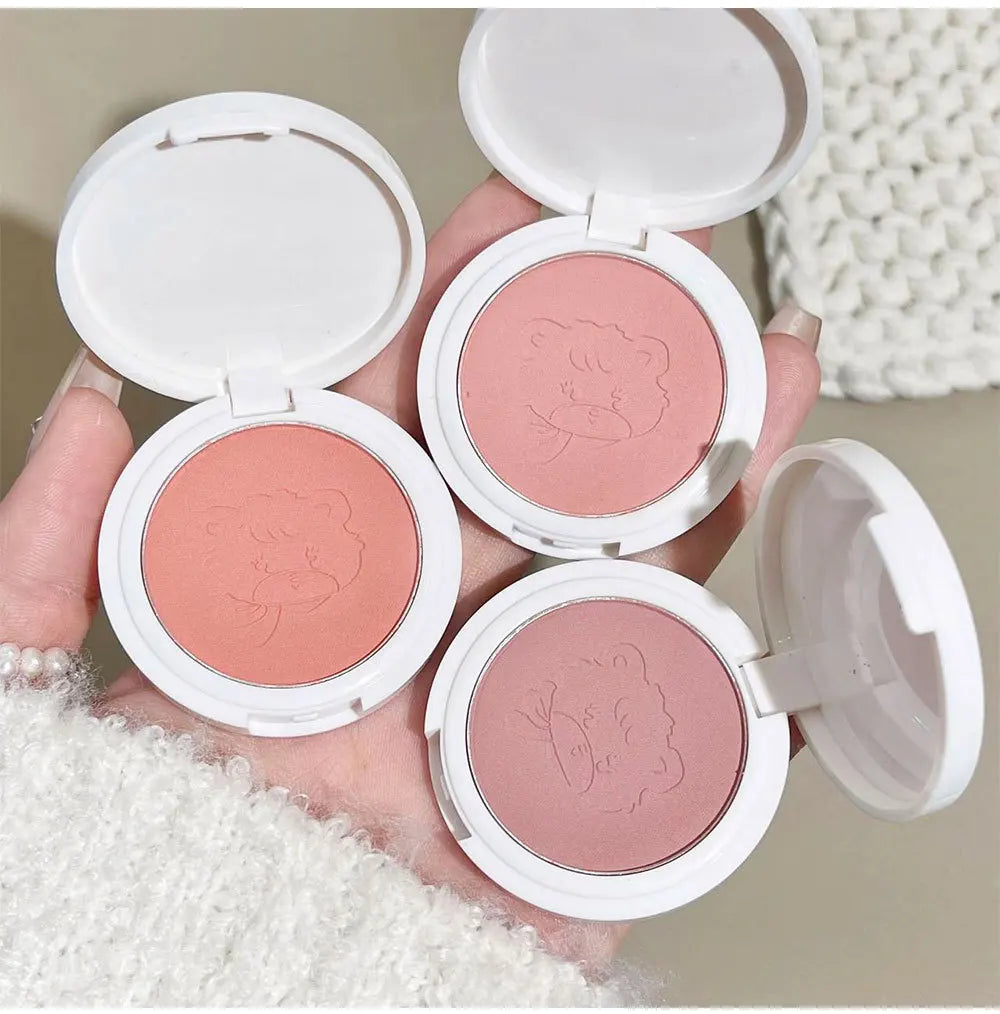 Monochrome Cute Blusher Peach Milk Pink Cream Natural Cheek Tint Brighten Waterproof Matte Face Contouring Blush Palette Makeup