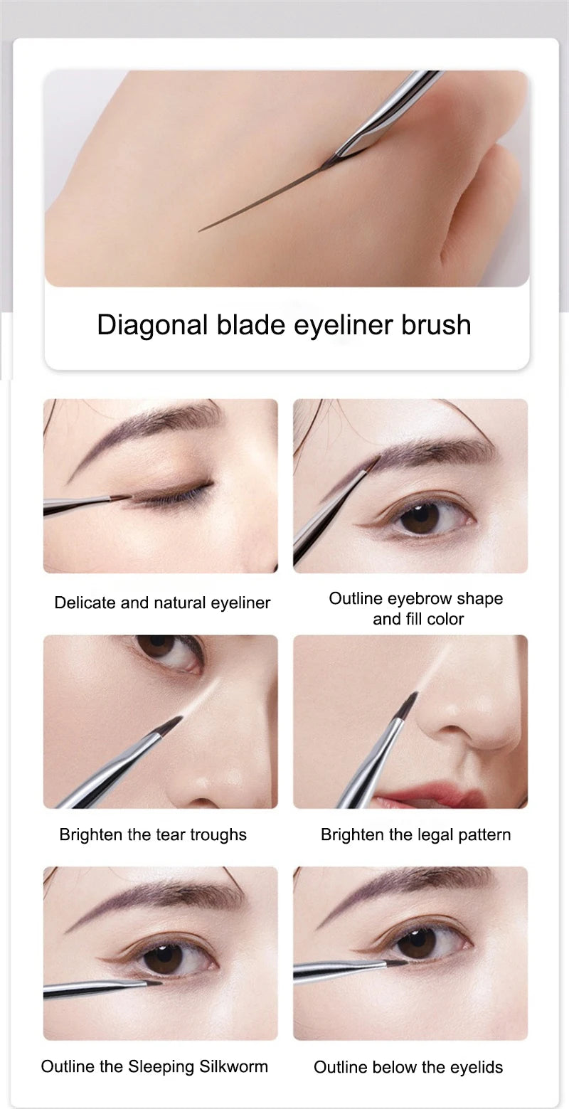 Blade Eyeliner Brush Ultra Thin Fine Angle Flat Eyebrow Brush Flat Sickle Eyeliner Brushes Precise Detail Brush Makeup Tools