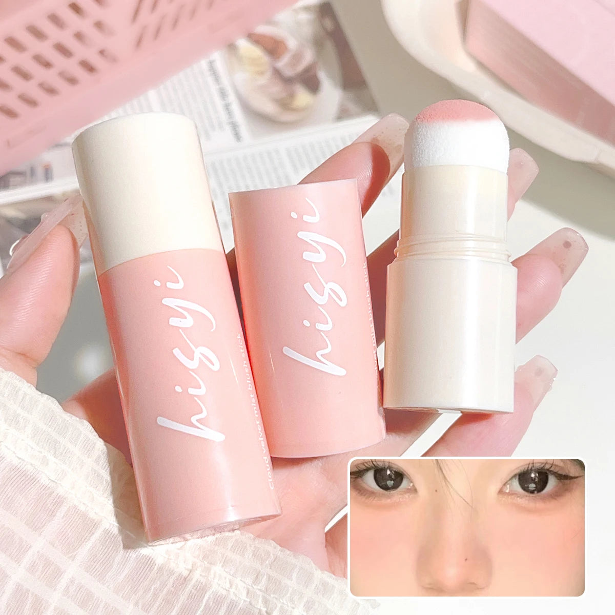 HISYI Yunrou Soft Fog Blush Stick - Energetic and Bouncy, Korean Style, Brightening, Dual-Use for Lips and Cheeks