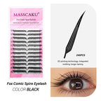 MASSCAKU 0.05mm Thickness Synthetic Mink Manga Anime Comic Spire Lashes 8-15mm Mix Length Feather Shape False Eyelash Bundles