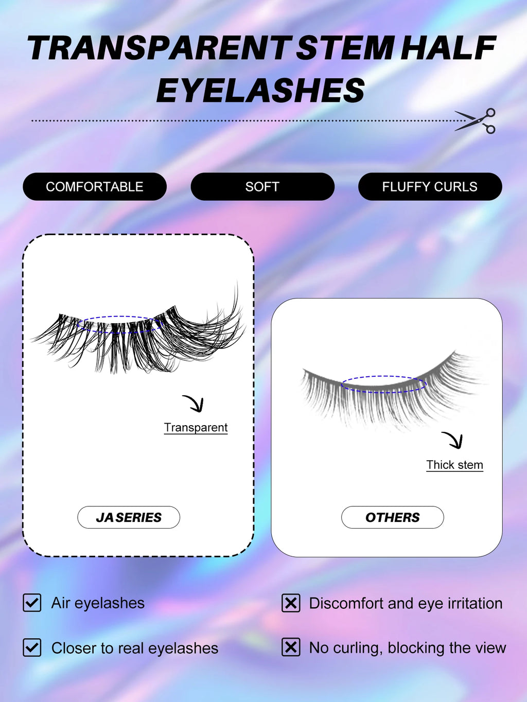 GROINNEYA Two Boxs Half Eyelashes Natural Fluffy Cat Eye Lashes Soft Wispy Faux Mink Lashes Winged End Eye Elongated Eyelashes