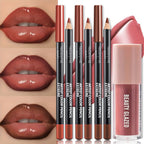 4 PCS/SET Lip Gloss Lip Oil Lip Liner Lip Combo Set  Long Lasting Waterproof Lip Liner 3D Lip Makeup Every Makeup Style