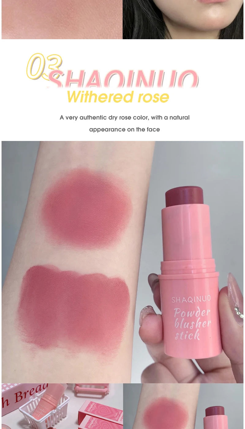 SHAQINUO Energizing Blush Stick - Natural Matte Finish, Creamy Texture, Easy to Blend for a Youthful Glow