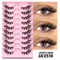 GROINNEYA Two Boxs Half Eyelashes Natural Fluffy Cat Eye Lashes Soft Wispy Faux Mink Lashes Winged End Eye Elongated Eyelashes