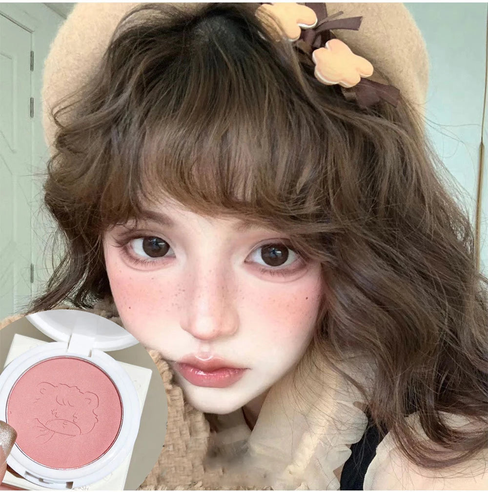 Monochrome Cute Blusher Peach Milk Pink Cream Natural Cheek Tint Brighten Waterproof Matte Face Contouring Blush Palette Makeup