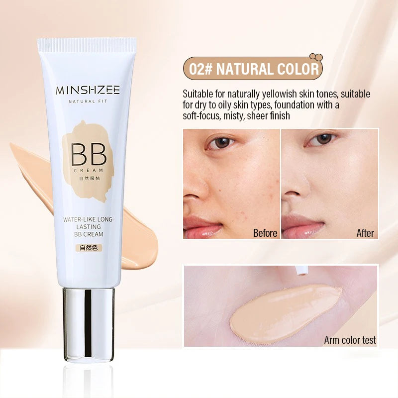 BB Cream, Isolation Cream, Foundation Liquid Long-lasting Ivory White Concealer Moisturizing Oil Control Base Makeup No Powder