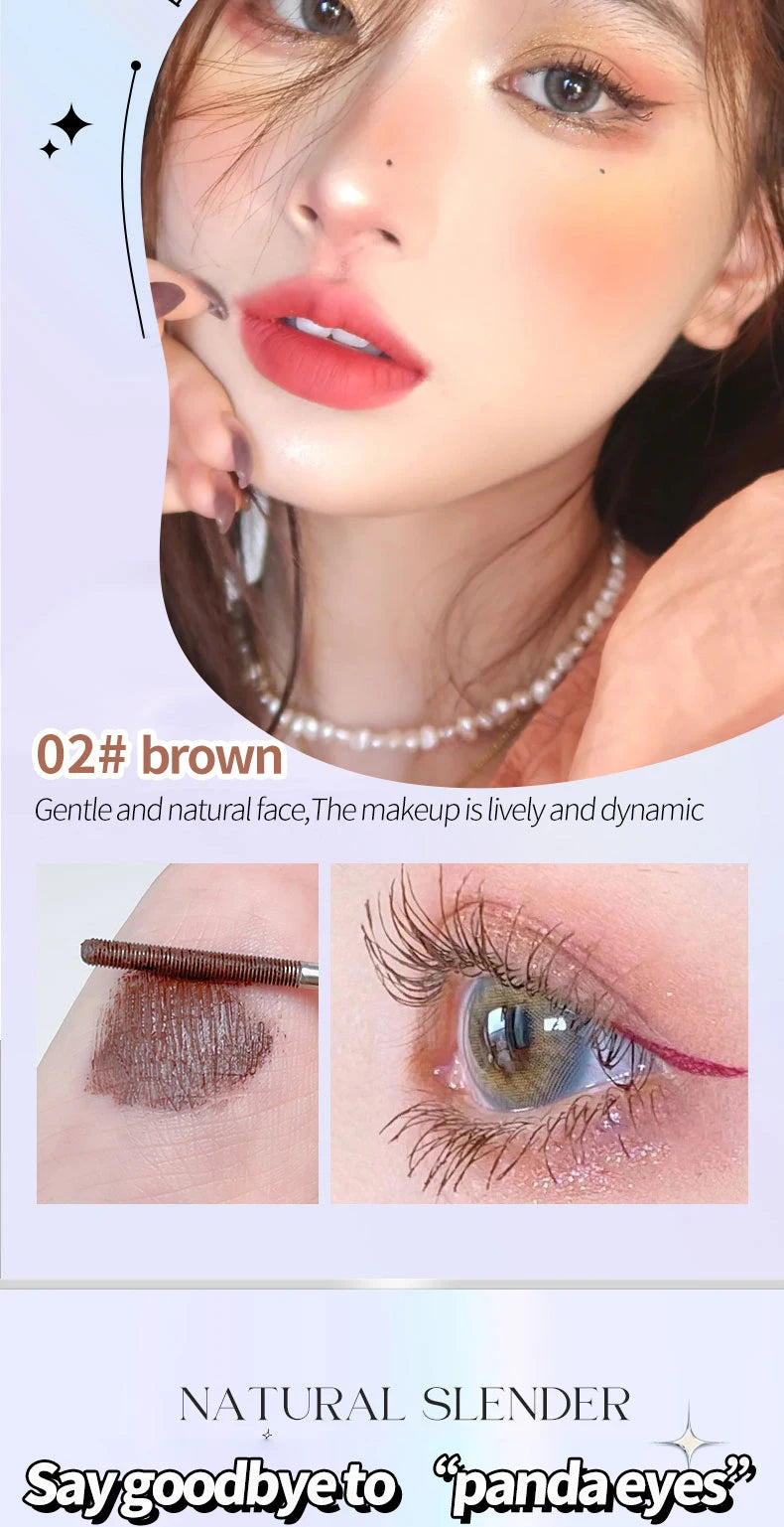 Long-lasting eyebrow pencil Waterproof and sweat-proof Separates each lash Thick and voluminous Steel tube eyebrow pencil