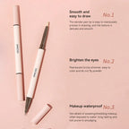GECOMO 3D star eye double head silkworm pen, keep makeup lasting, waterproof and not easy to stain, brighten