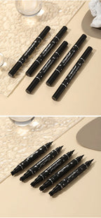 Double-Ended Stamp Eyeliner Waterproof Non-Smudge Eyeliner Liquid Pen Quick-Drying Waterproof Sweat-Proof Not Easy to Smudge Eyeliner Stamp Eyeliner Liquid