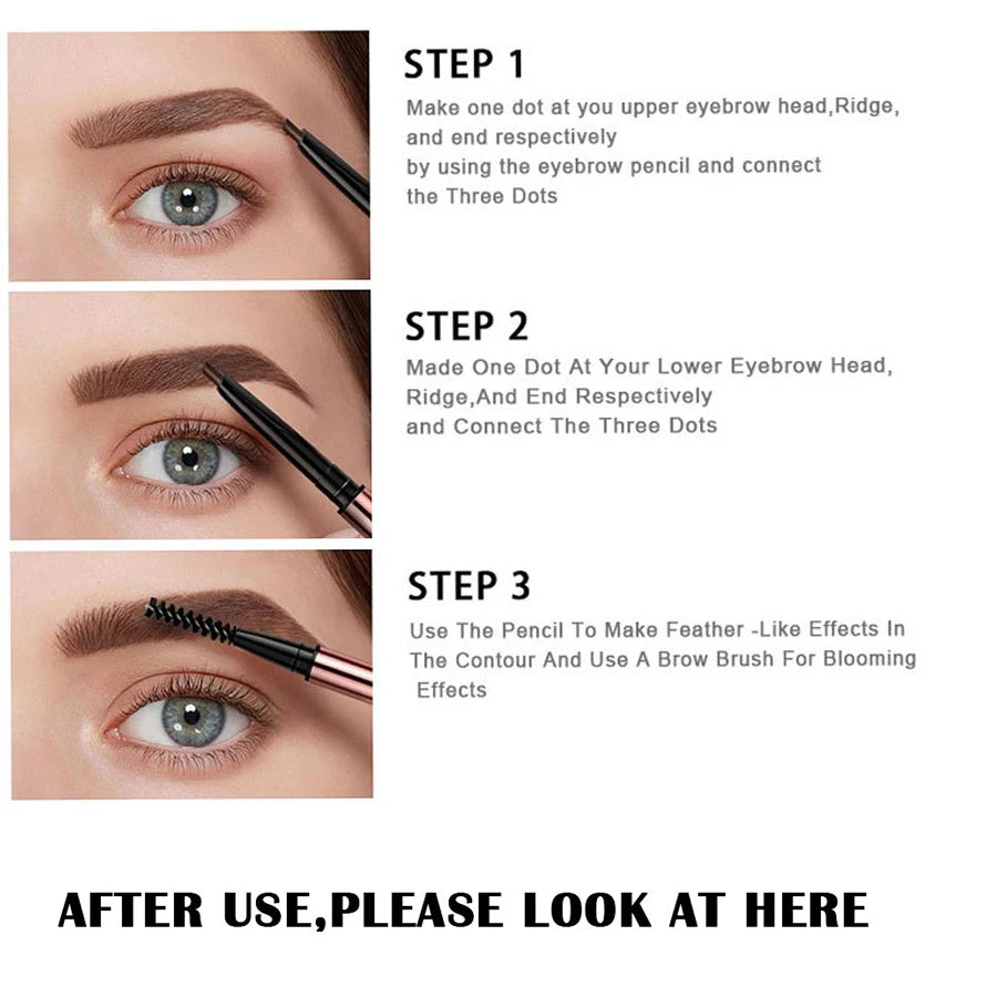 Waterproof Matte Eyebrow Pen Makeup Double Head Lasting Brown Non-Smudged Eye Brow Pencil Tint with Brush Cosmetics