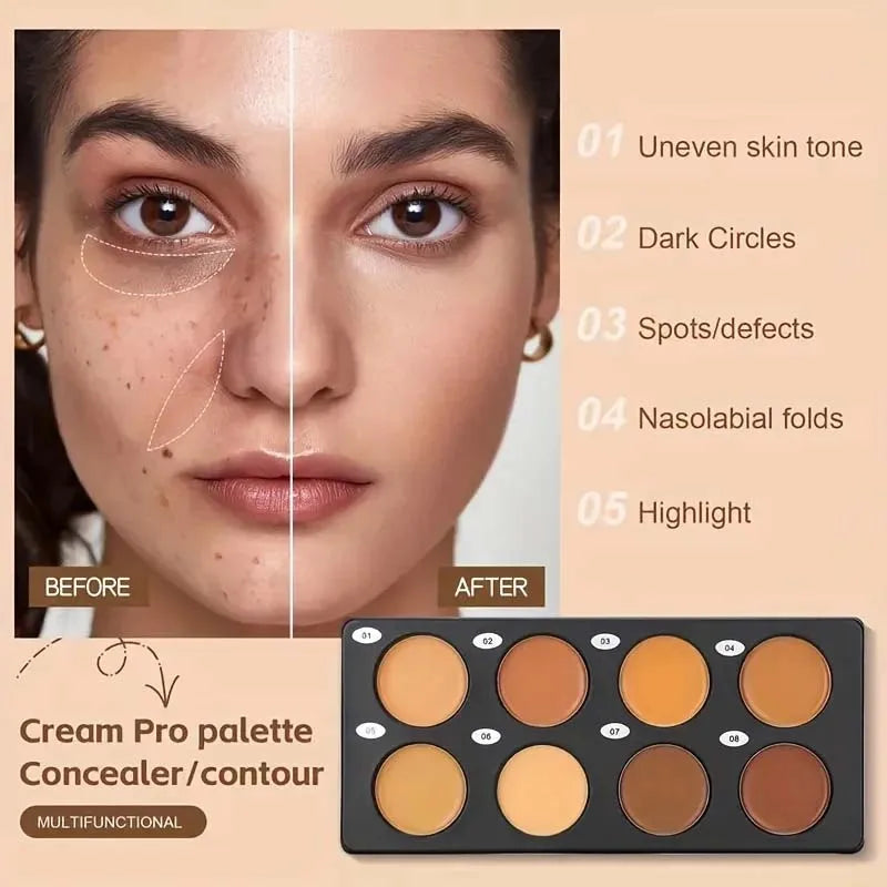Waterproof Pressed Powder For Dark Skin Brighten Face Contouring Concealer Natural Matte Bronzer Cream Makeup Palette For Women