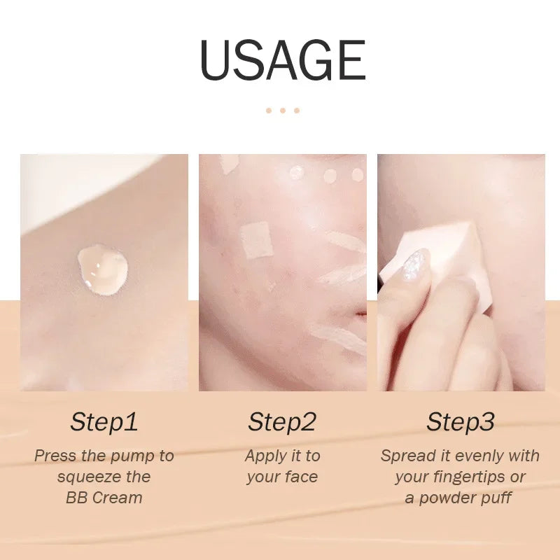 1 Pcs Face Liquid Foundation Moisturizing BB Cream Concealer Oil-control Full Coverage Flaw Waterproof Long Lasting Cosmetic