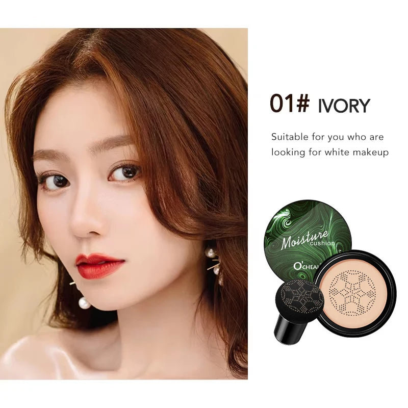 Ocheal BB Cream Air Cushion Compact Make Up Foundation Concealer Cream for Face Cosmetics Makeup Mushroom Head Puff