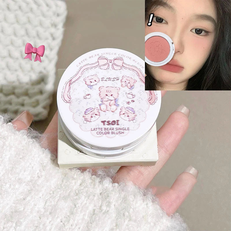 Monochrome Cute Blusher Peach Milk Pink Cream Natural Cheek Tint Brighten Waterproof Matte Face Contouring Blush Palette Makeup