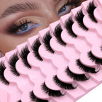 GROINNEYA Half Lashes Natural Fake Lashes Wispy Cat Eye Lashes Clear Band Accent Short False Eyelashes Make up