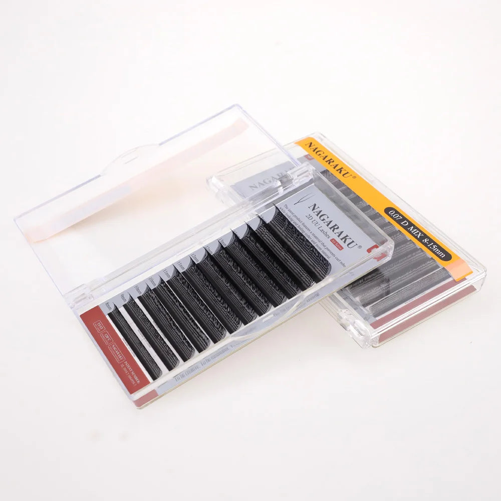NAGARAKU 2D 3D UU Lashes U Shape Eyelash Premium Soft YY Eyelashes Extension Makeup Mesh Net Cross Volume Eyelash