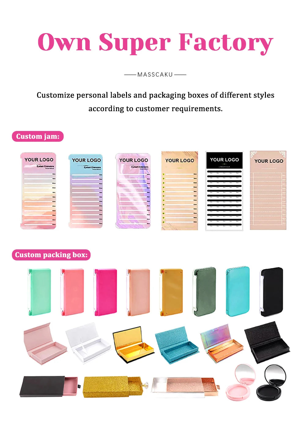 MASSCAKU 0.05mm Thickness Synthetic Mink Manga Anime Comic Spire Lashes 8-15mm Mix Length Feather Shape False Eyelash Bundles