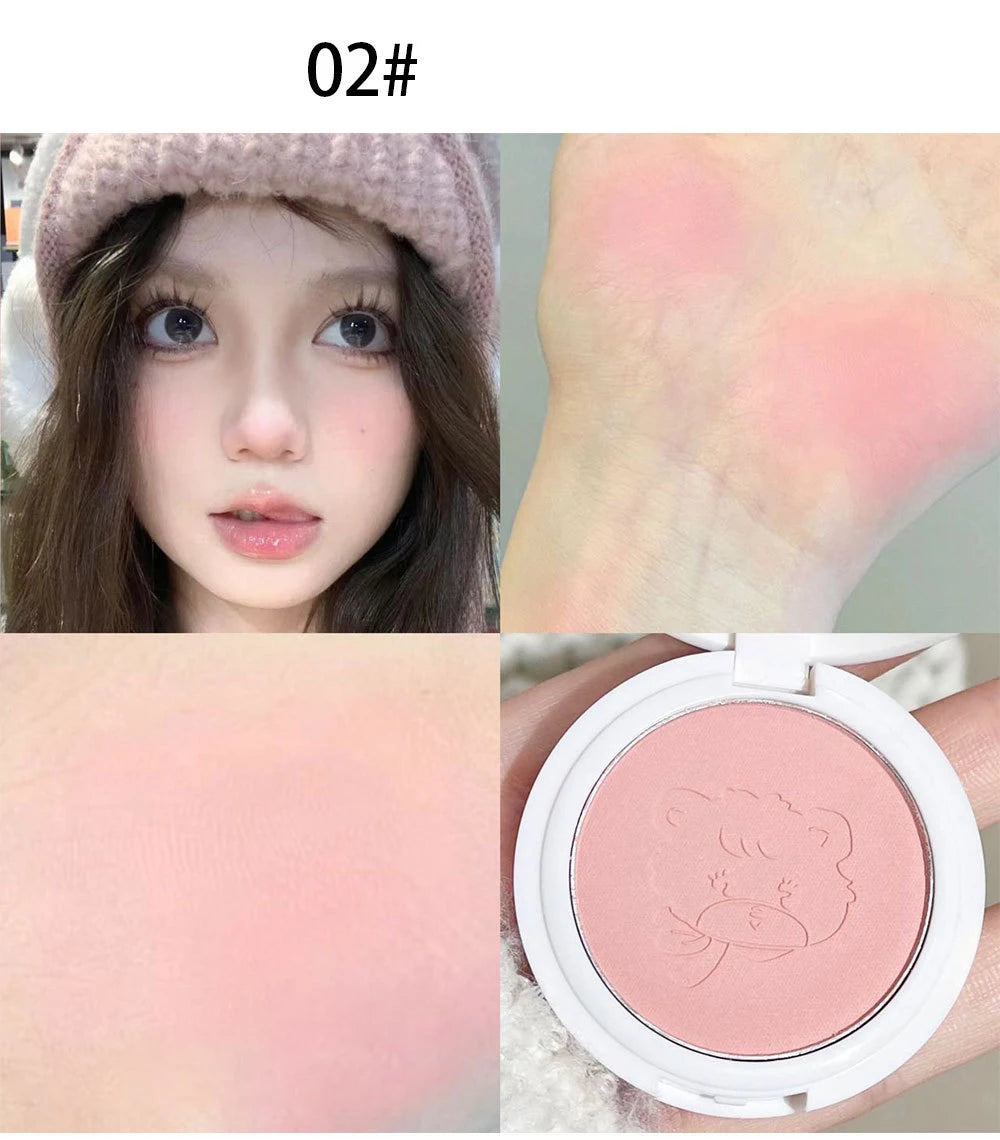 Monochrome Cute Blusher Peach Milk Pink Cream Natural Cheek Tint Brighten Waterproof Matte Face Contouring Blush Palette Makeup