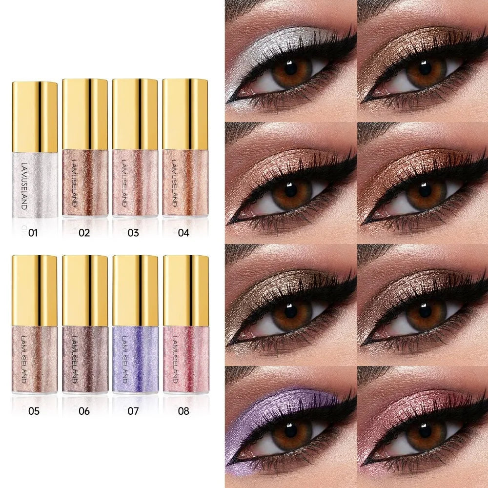 Pearly Liquid Eyeshadow Makeup Natural Smokey Silver Shimmer Glitter Diamond Shadows For Eyelids Waterproof Beauty Highlighter