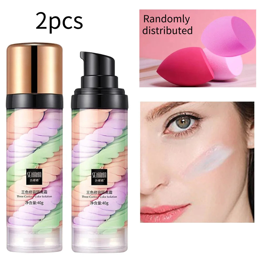 Three color press release cream concealer isolate makeup facial base brightening cream