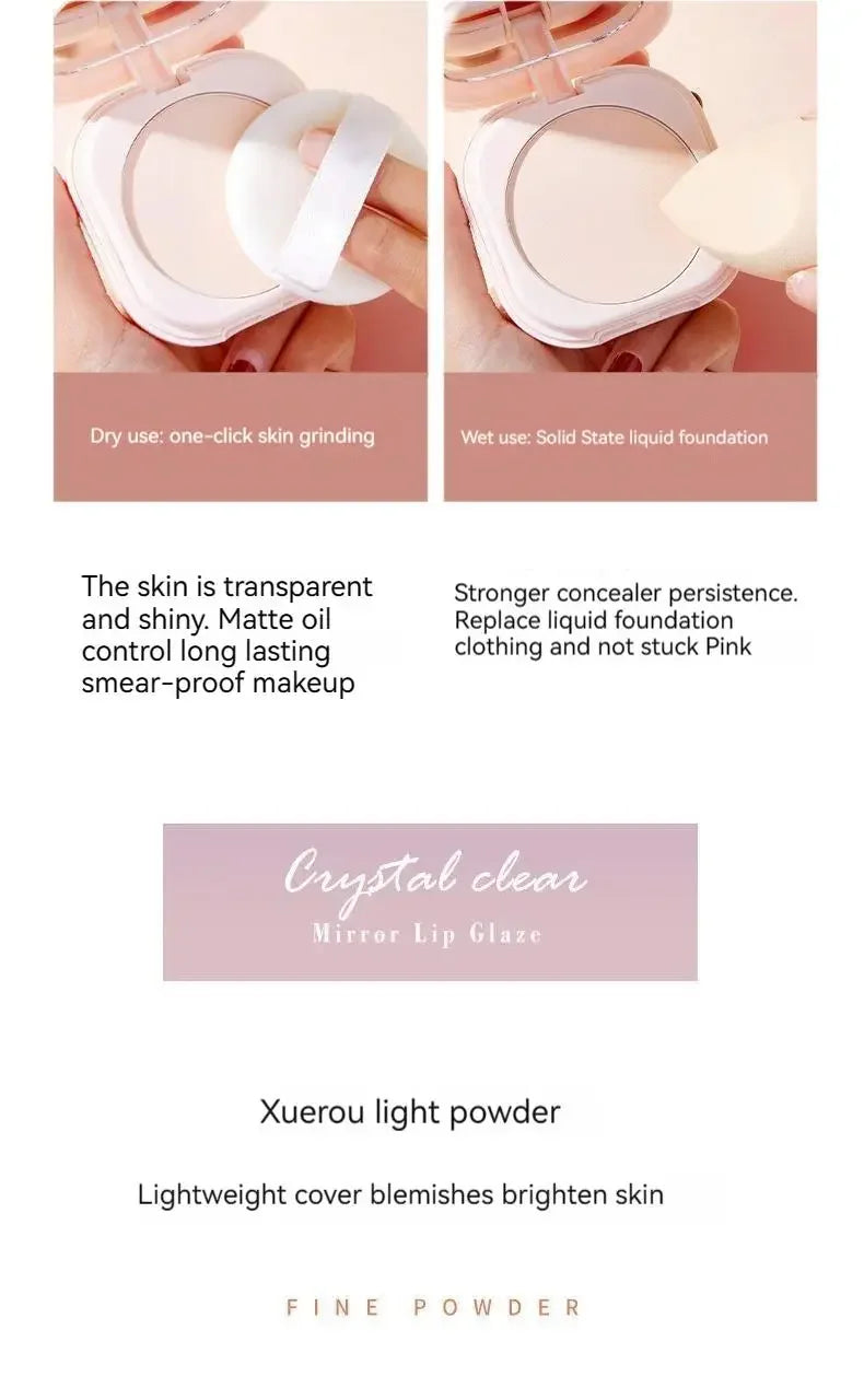 Setting Powder Oil Control Makeup Setting Brightening Skin Tone Setting Powder With Mirror Compact Portable Makeup Powder