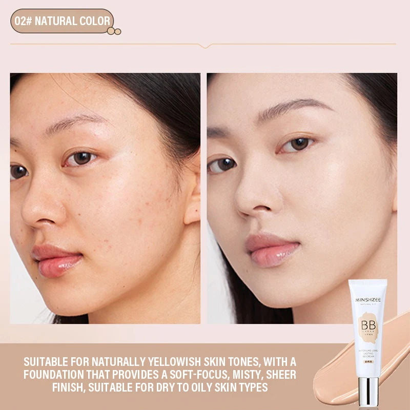 BB Cream, Isolation Cream, Foundation Liquid Long-lasting Ivory White Concealer Moisturizing Oil Control Base Makeup No Powder