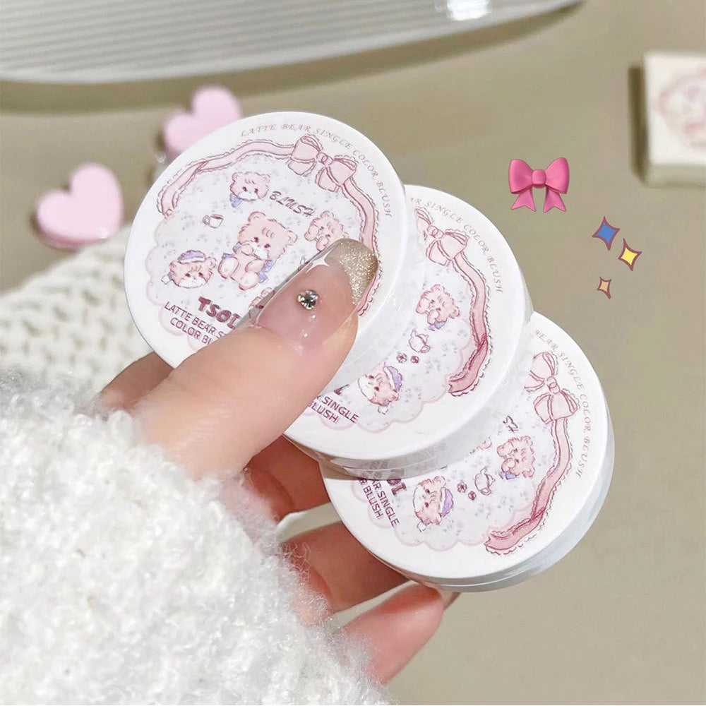 Monochrome Cute Blusher Peach Milk Pink Cream Natural Cheek Tint Brighten Waterproof Matte Face Contouring Blush Palette Makeup