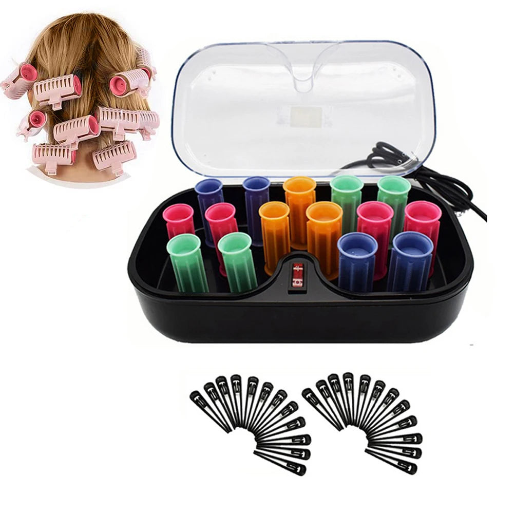15pcs Hot Rollers Set Ceramic Hot Hair Curlers Hair Sticks Tubewith Gloves Clips For Dry Wet Long Short Hair Curly
