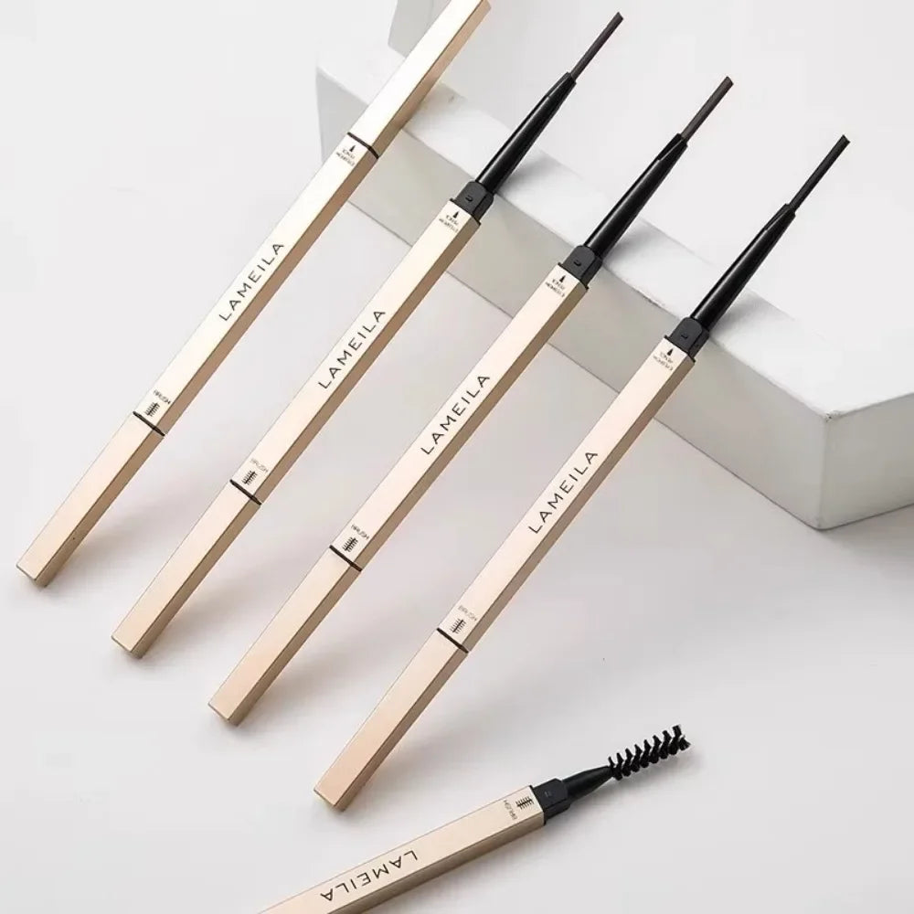 5 Colors With Brush Double Head Eyebrow Pencil Waterproof Smooth Eyebrow Stick Sweatproof Eyebrow Gel Tattoo Pencil Cosmetics