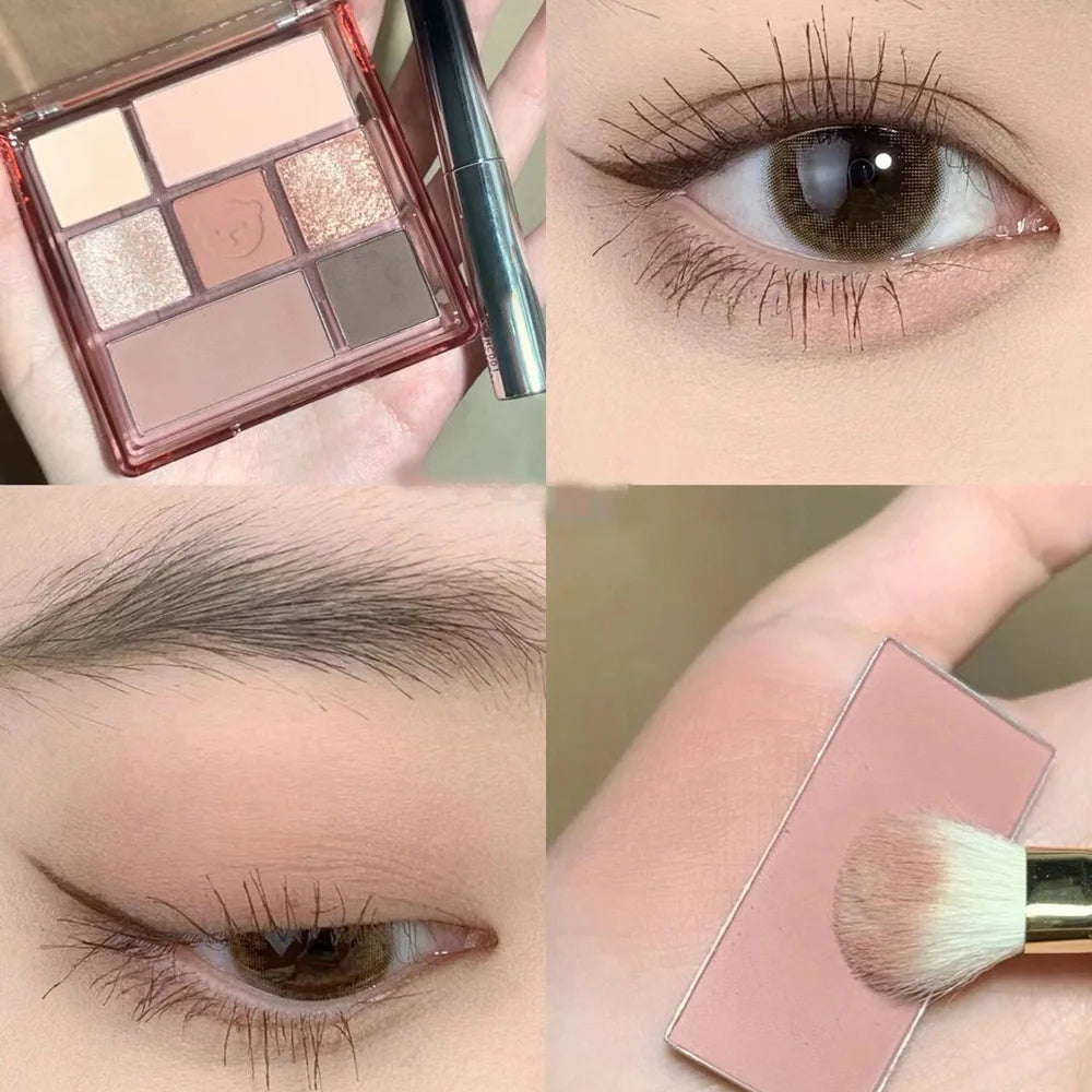 New 7Color Eye Shadow Tray Low Saturation Palette Full Matte Korean Eye Makeup Pigment Eyeshadow Tray Lasting Eye Makeup Palette