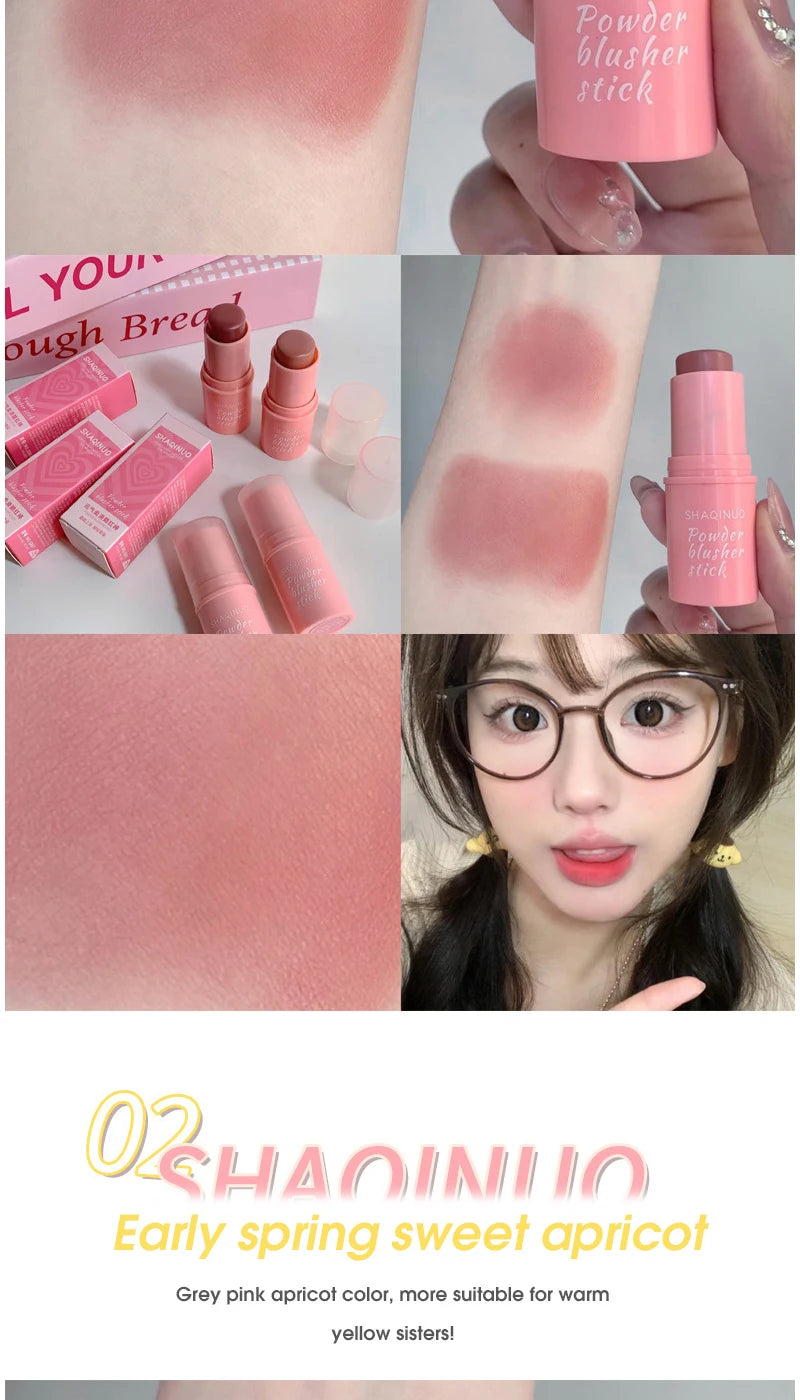 SHAQINUO Energizing Blush Stick - Natural Matte Finish, Creamy Texture, Easy to Blend for a Youthful Glow