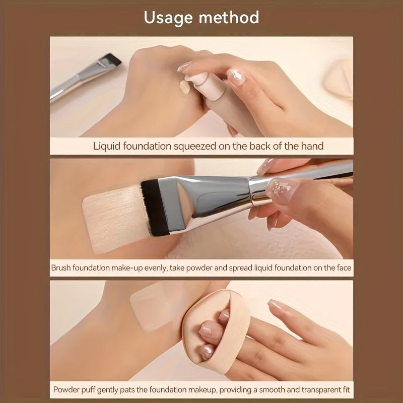 1/2Pc Multi-Use Foundation Ultra-Fine,Hypoallergenic Nylon Bristle Oval Foundation Brush - Perfect for Face Contouring