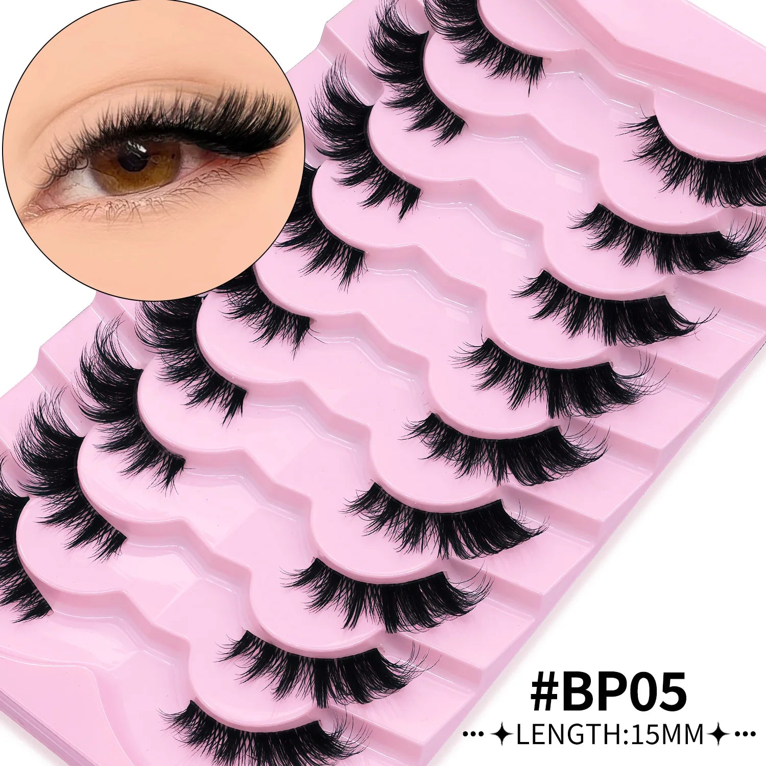 GROINNEYA Half Lashes Natural Fake Lashes Wispy Cat Eye Lashes Clear Band Accent Short False Eyelashes Make up