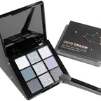 9-shade eyeshadow palette: Black Swan, Smoky, Dark Black, Grey Silver Glitter, Matte Finish, Long-lasting, and easy to color