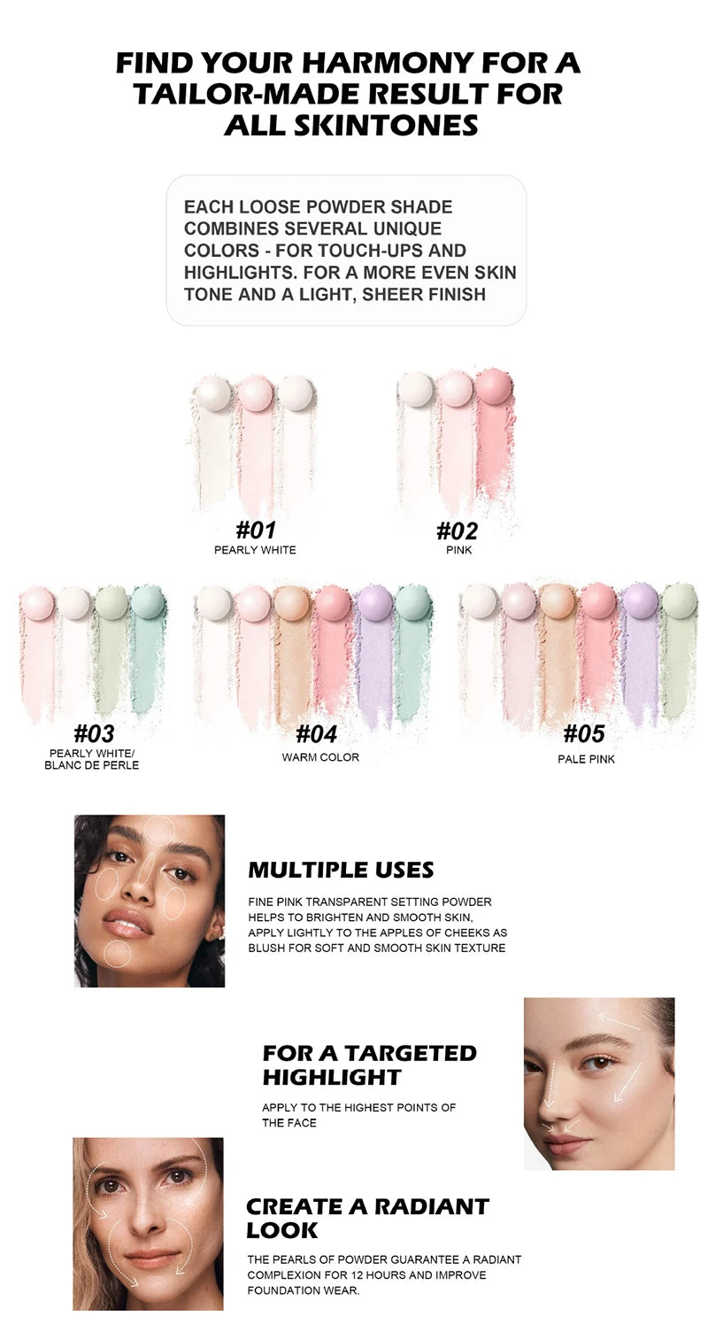 Oil Control Pressed Setting Loose Powder Balls Bronzer Natural Brighten Waterproof Nude Setting Translucent Powder Korean Makeup