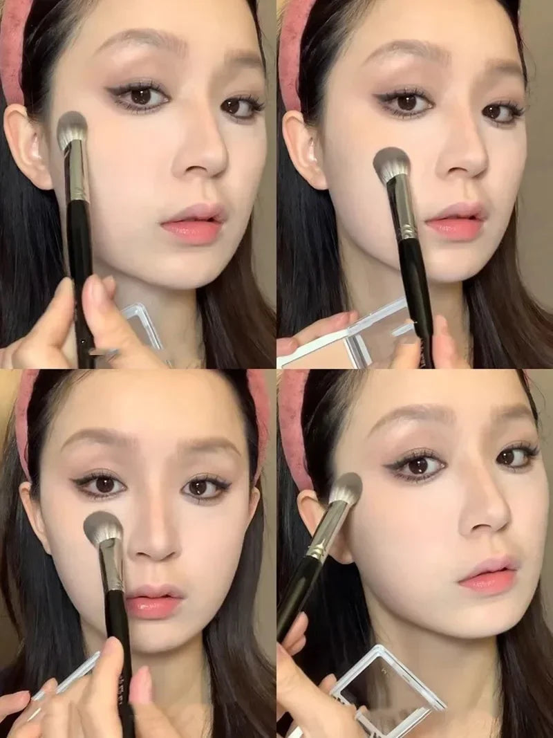 1/2Pcs Peach Heart Blusher Brush - Small Flat Precise for Powder/Cream/Liquid Blush, Makeup Tool