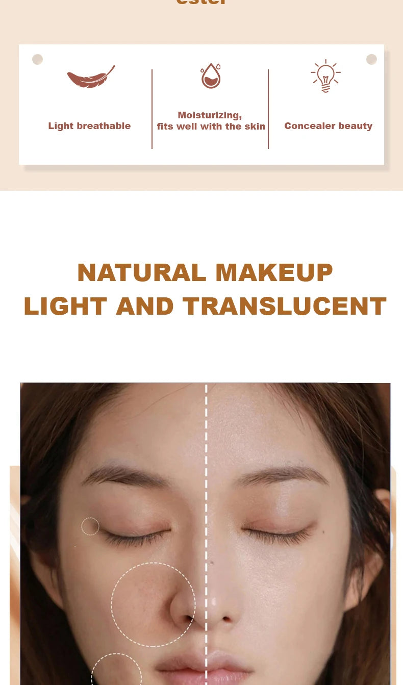 Ocheal BB Cream Air Cushion Compact Make Up Foundation Concealer Cream for Face Cosmetics Makeup Mushroom Head Puff