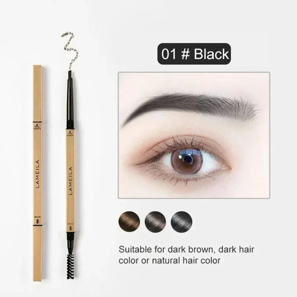 5 Colors With Brush Double Head Eyebrow Pencil Waterproof Smooth Eyebrow Stick Sweatproof Eyebrow Gel Tattoo Pencil Cosmetics