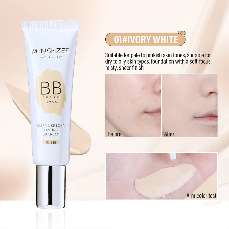 BB Cream, Isolation Cream, Foundation Liquid Long-lasting Ivory White Concealer Moisturizing Oil Control Base Makeup No Powder