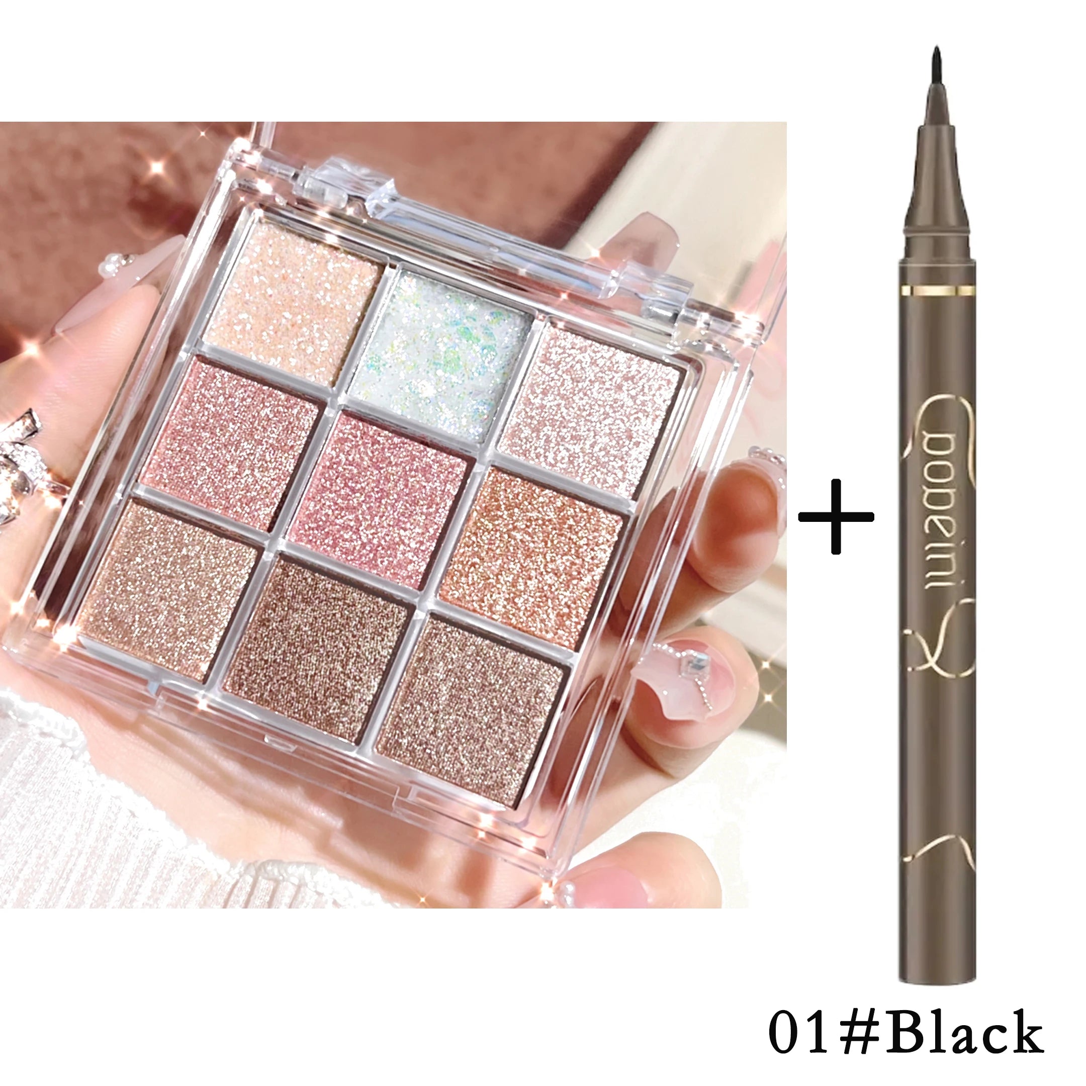 Pearlescent fine glitter highlighter dazzling smart eyeshadow palette Long-lasting color development, sweat and water resistant