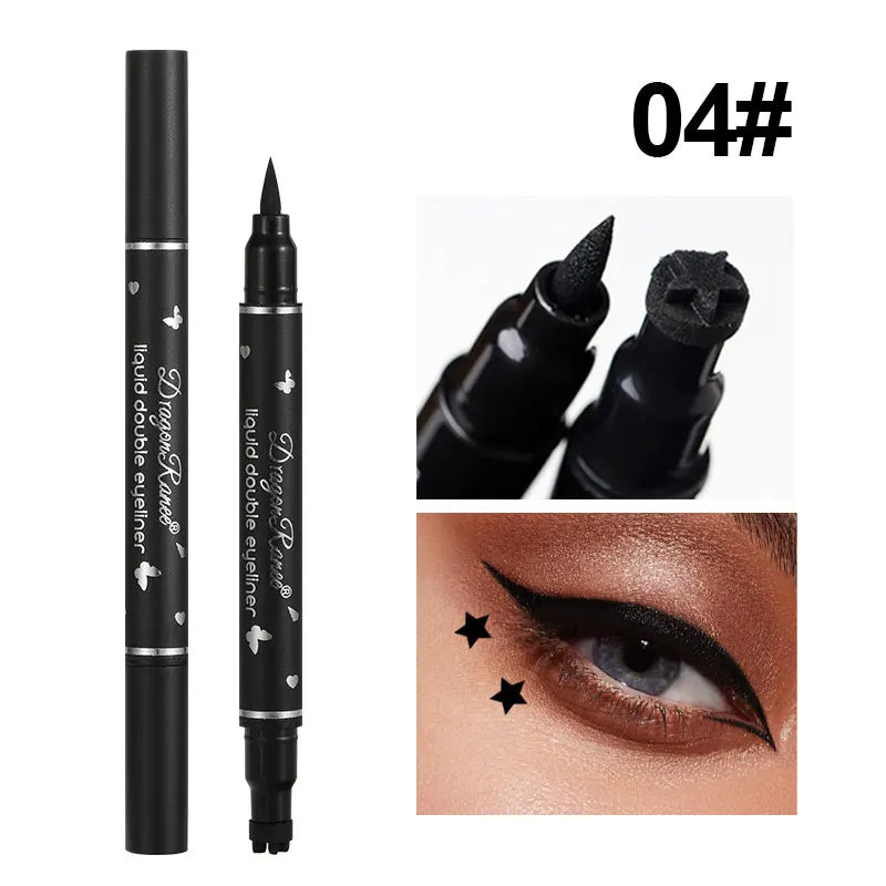 Double-Ended Stamp Eyeliner Waterproof Non-Smudge Eyeliner Liquid Pen Quick-Drying Waterproof Sweat-Proof Not Easy to Smudge Eyeliner Stamp Eyeliner Liquid